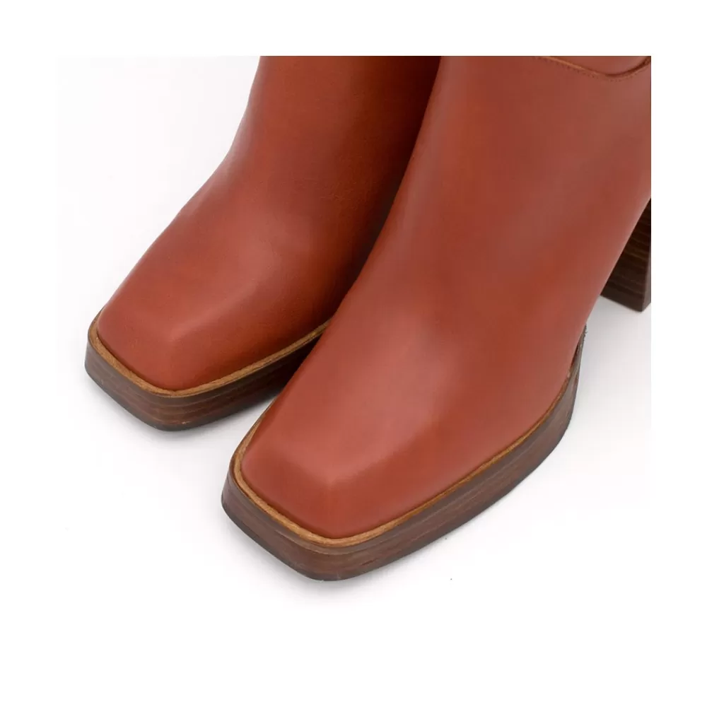 Mujer Ángel Alarcón Olama - Botas De Mujer Comodas De Piel Con Tacon Chunky Y Plataforma