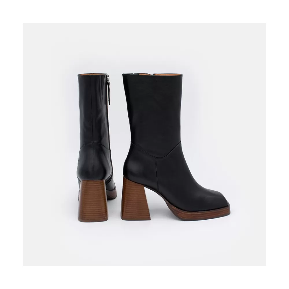 Mujer Ángel Alarcón Olama - Botas De Mujer Comodas De Piel Con Tacon Chunky Y Plataforma