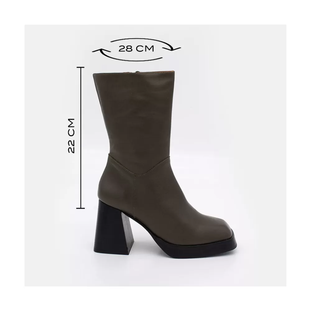 Mujer Ángel Alarcón Olama - Botas De Mujer Comodas De Piel Con Tacon Chunky Y Plataforma
