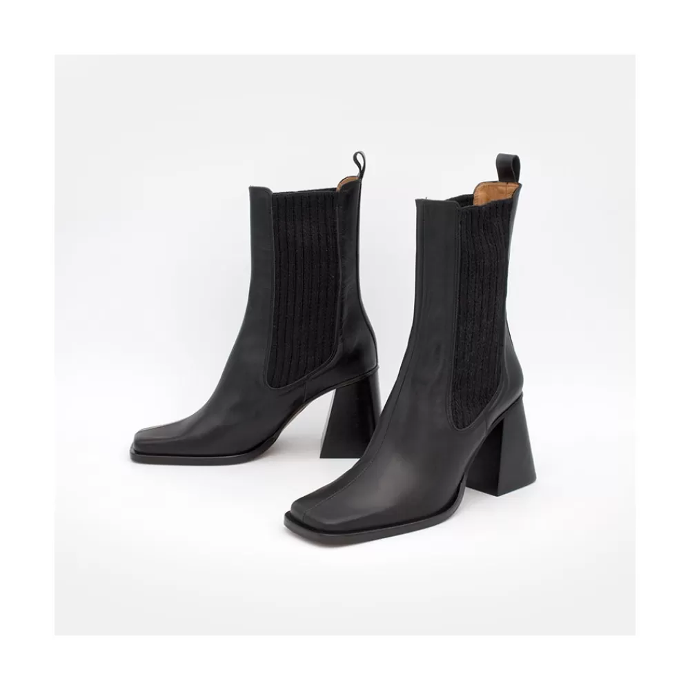 Mujer Ángel Alarcón Sabogal - Botines Chelsea Con Elastico De Lana De Tacon Geometrico Alto