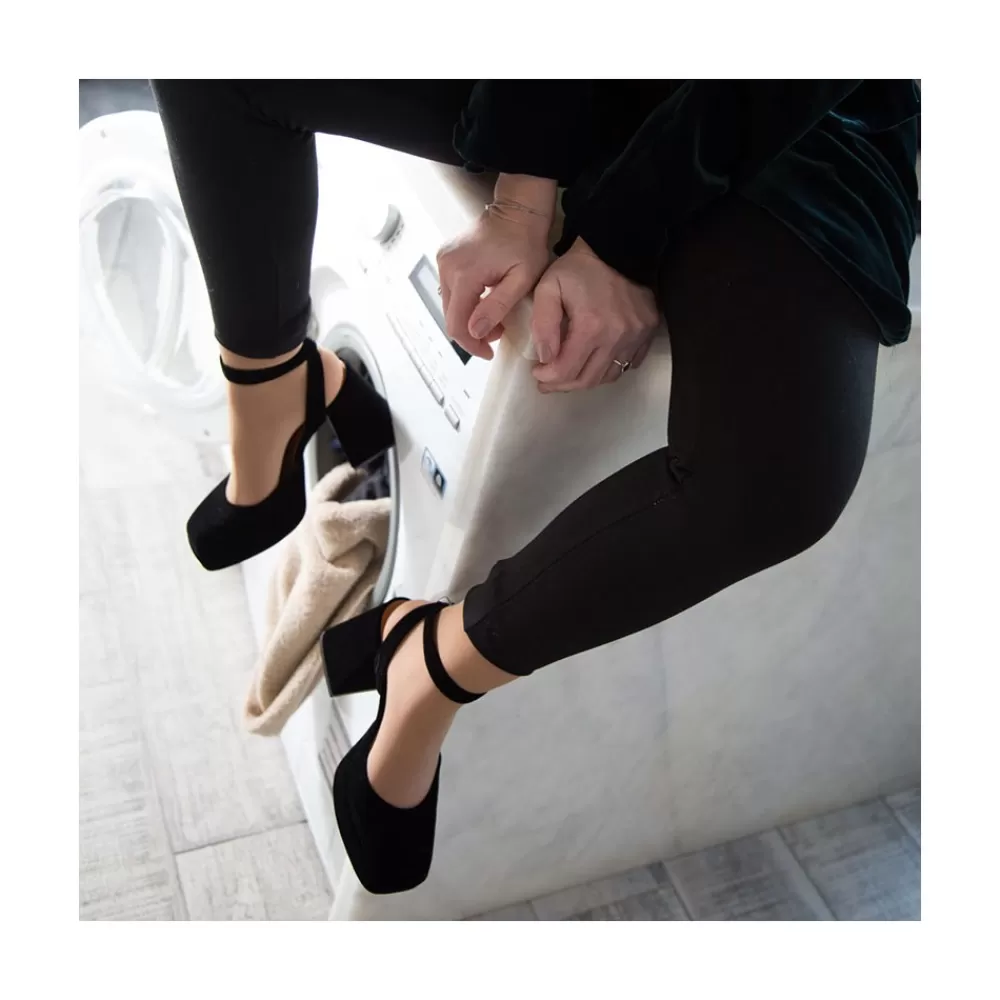 Mujer Ángel Alarcón Suzanne - Zapatos De De Pulsera De Terciopelo Con Tacon Y Plataforma