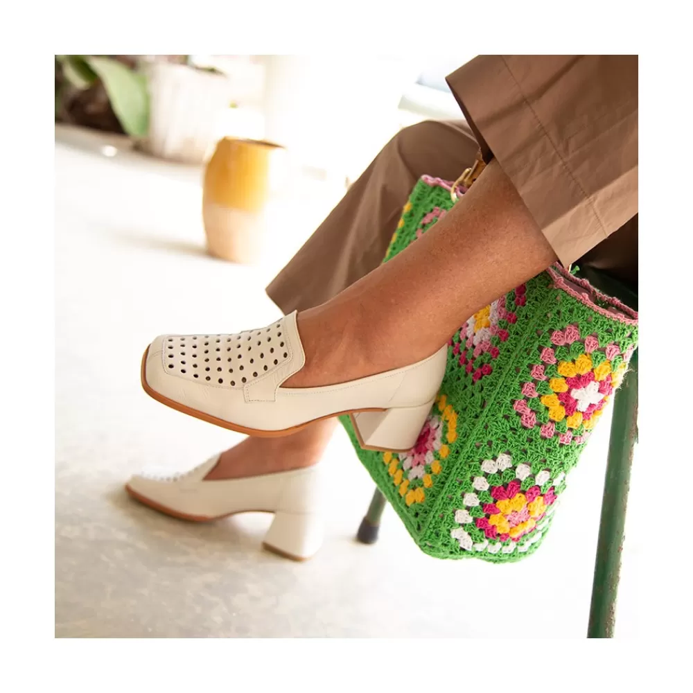 Mujer Ángel Alarcón Tatum - Mocasin De Piel De Verano Con Tacon