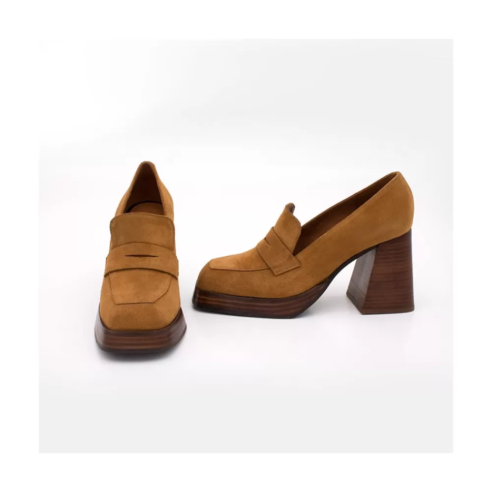 Mujer Ángel Alarcón Tular - Mocasines De Mujer De Ante Con Tacon Alto Y Plataforma