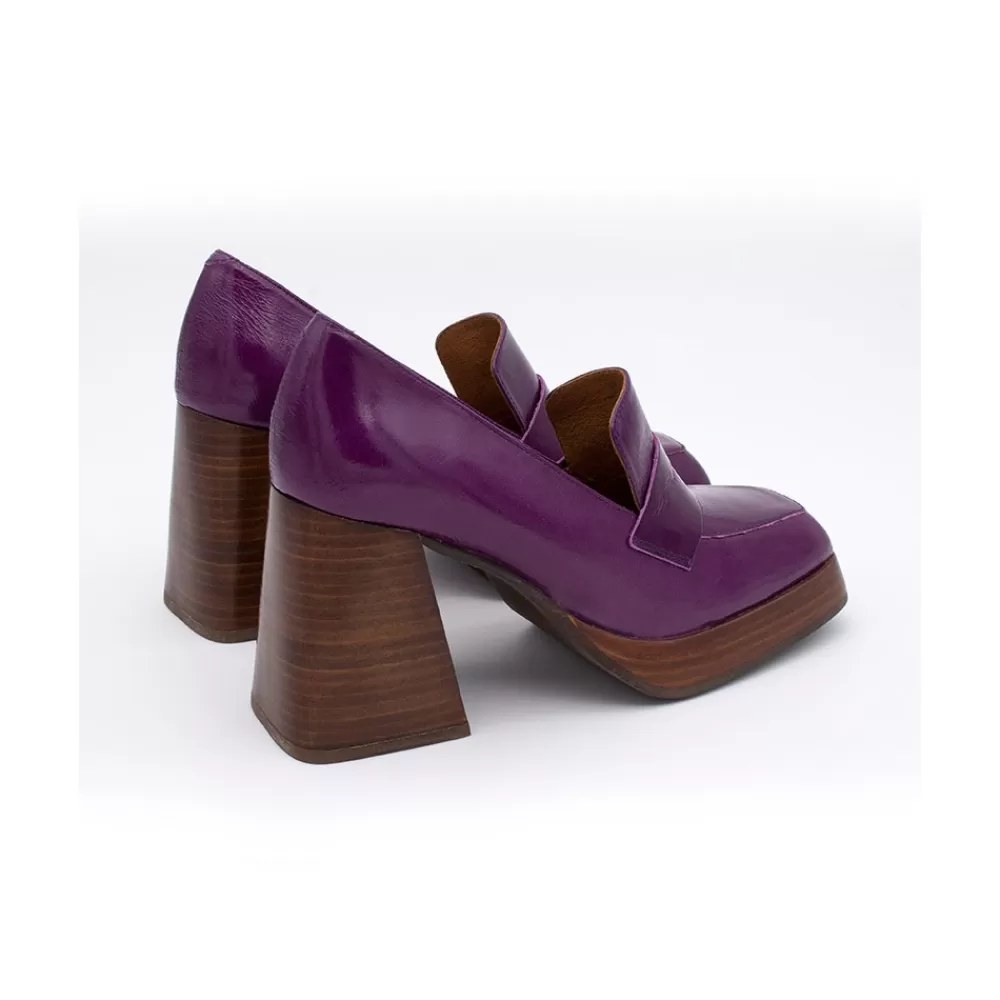 Mujer Ángel Alarcón Tular - Mocasines De Mujer De Piel Brillante Con Tacon Alto Y Plataforma